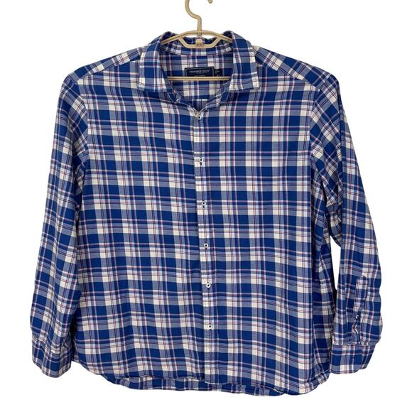 Vineyard Vines Classic Fit Cotton Cashmere Button Shirt blue red white plaid XXL - Picture 1 of 9